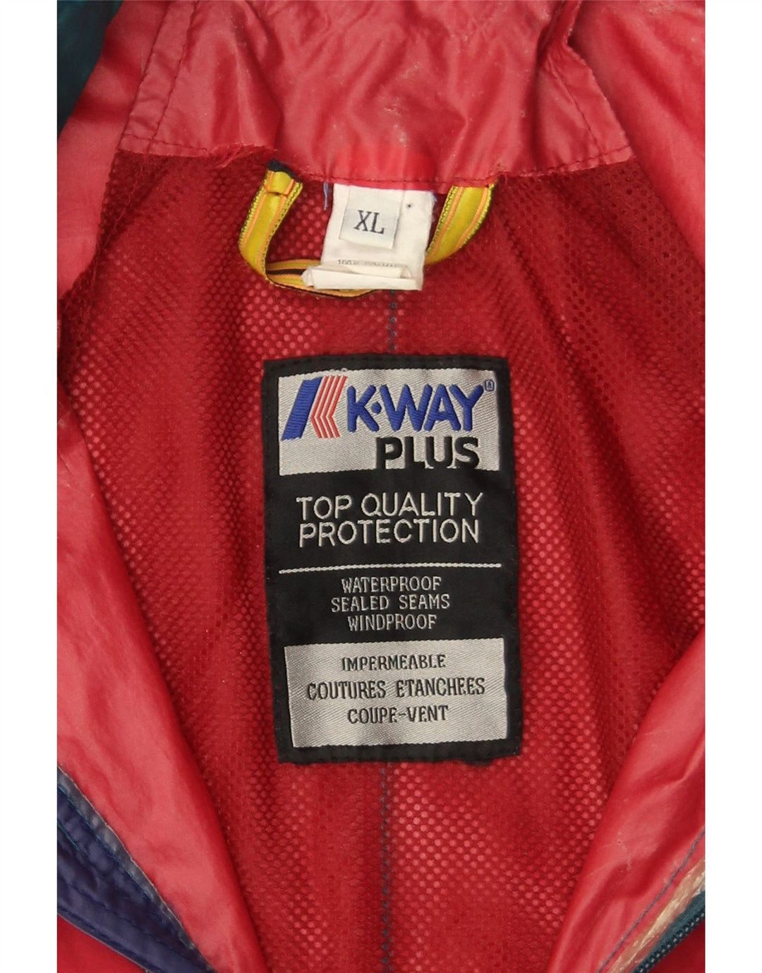 K-WAY Chaqueta impermeable con capucha para hombre UK 42 XL Rojo Colorblock Poliamida