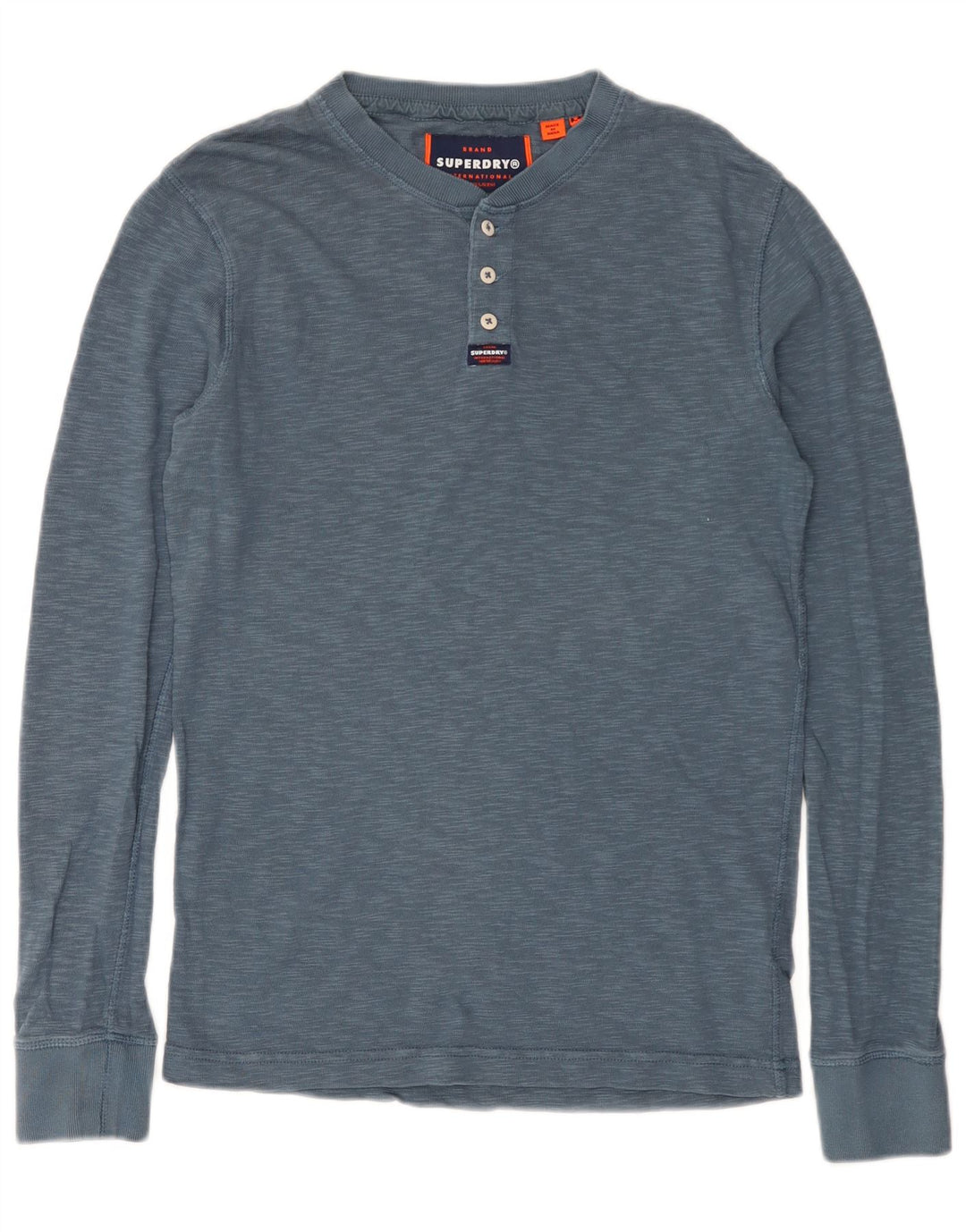 Superdry Hombre Top De Manga Larga De Algodón Moteado Azul Medio