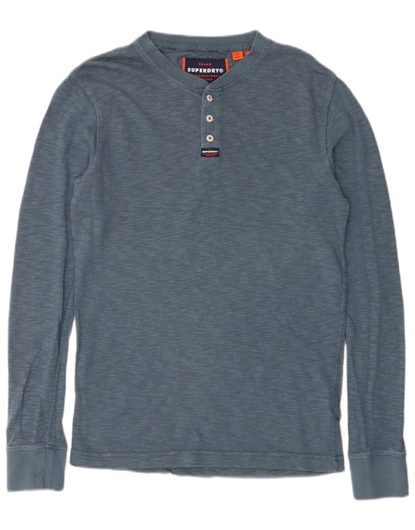 Superdry Hombre Top De Manga Larga De Algodón Moteado Azul Medio