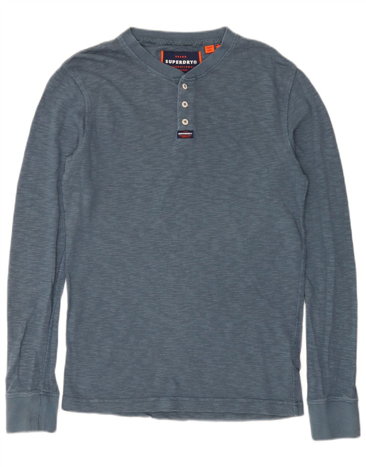 Superdry Hombre Top De Manga Larga De Algodón Moteado Azul Medio