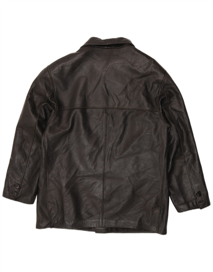Chaqueta de cuero vintage para hombre IT 50 cuero negro grande