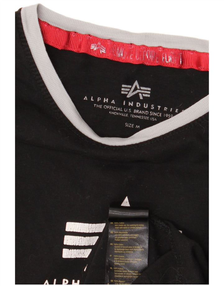 ALPHA INDUSTRIES Camiseta gráfica para mujer Top UK 44 Algodón negro mediano