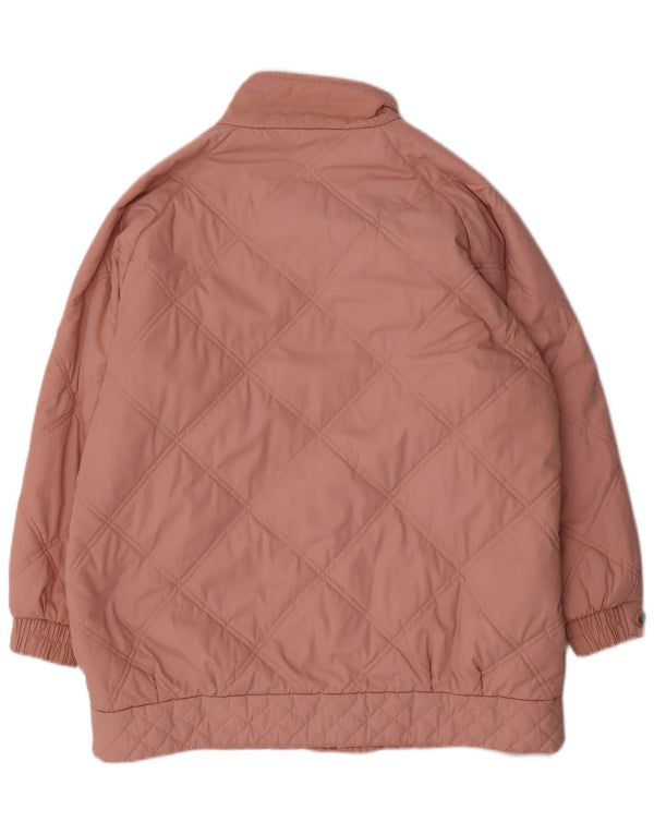 Vintage mujer suelta ajuste acolchado abrigo Reino Unido 14/16 poliéster rosa grande