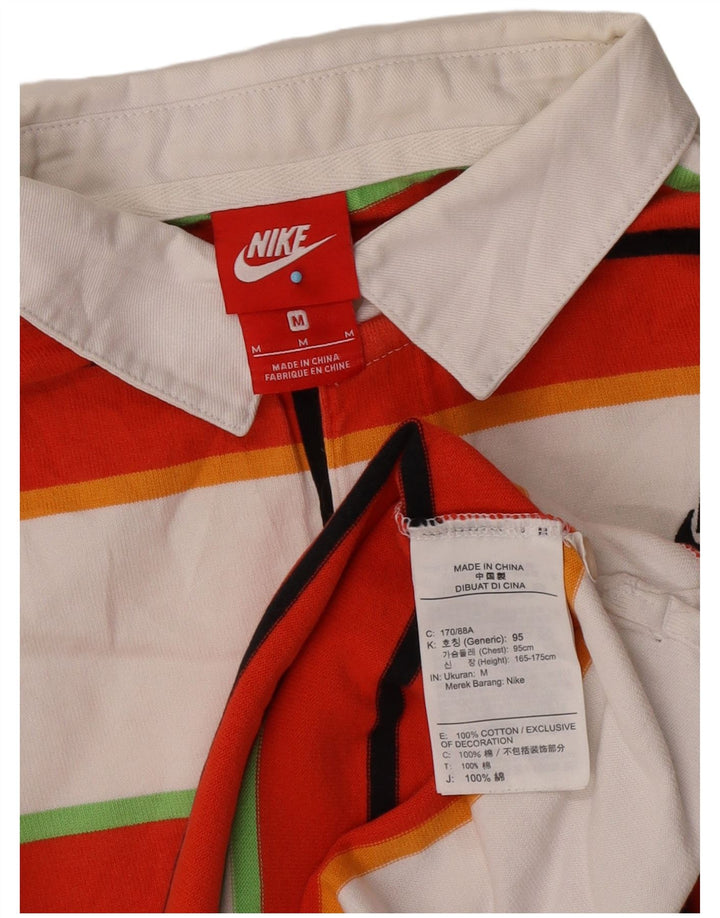 Nike Polo de rugby de manga larga para hombre, algodón a rayas multicolor mediano