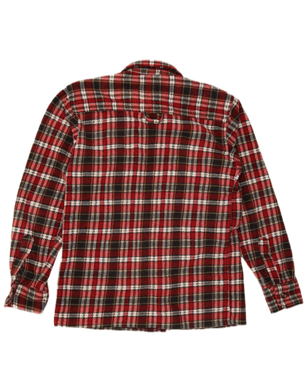 Camisa de franela vintage para hombre Poliéster a cuadros rojos medianos
