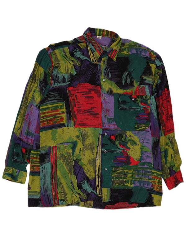 Vintage hombres patrón abstracto camisa tamaño 41/42 grande multicolor
