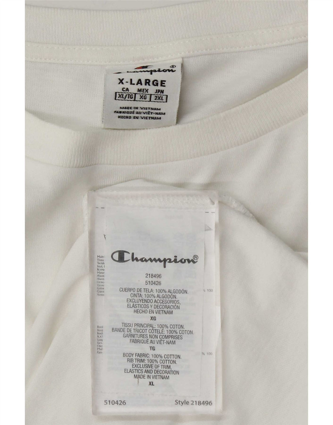 Champion Camiseta Hombre Top XL Blanco Algodón