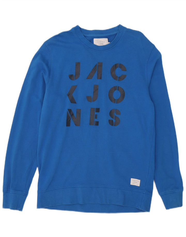 Jack & Jones Hombre Sudadera Gráfica Jumper Large Algodón Azul