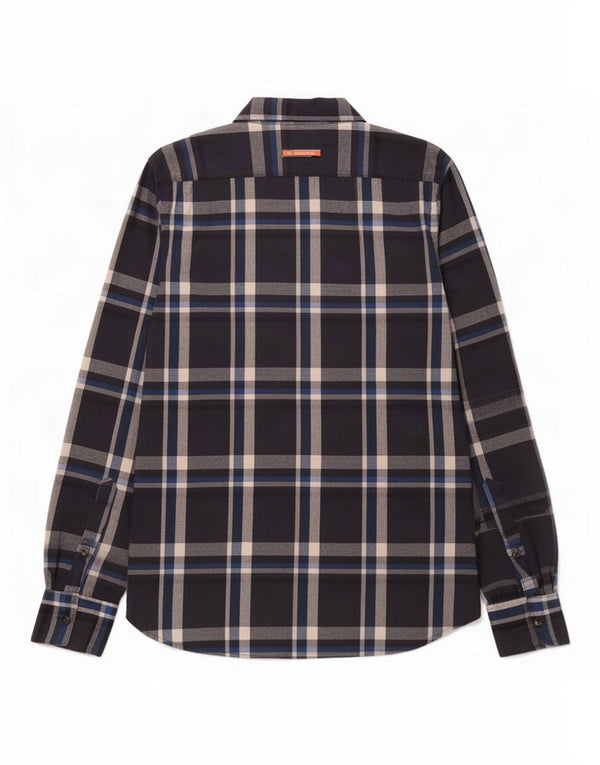 Superdry Camisa De Franela De Algodón A Cuadros En Azul Marino Medio