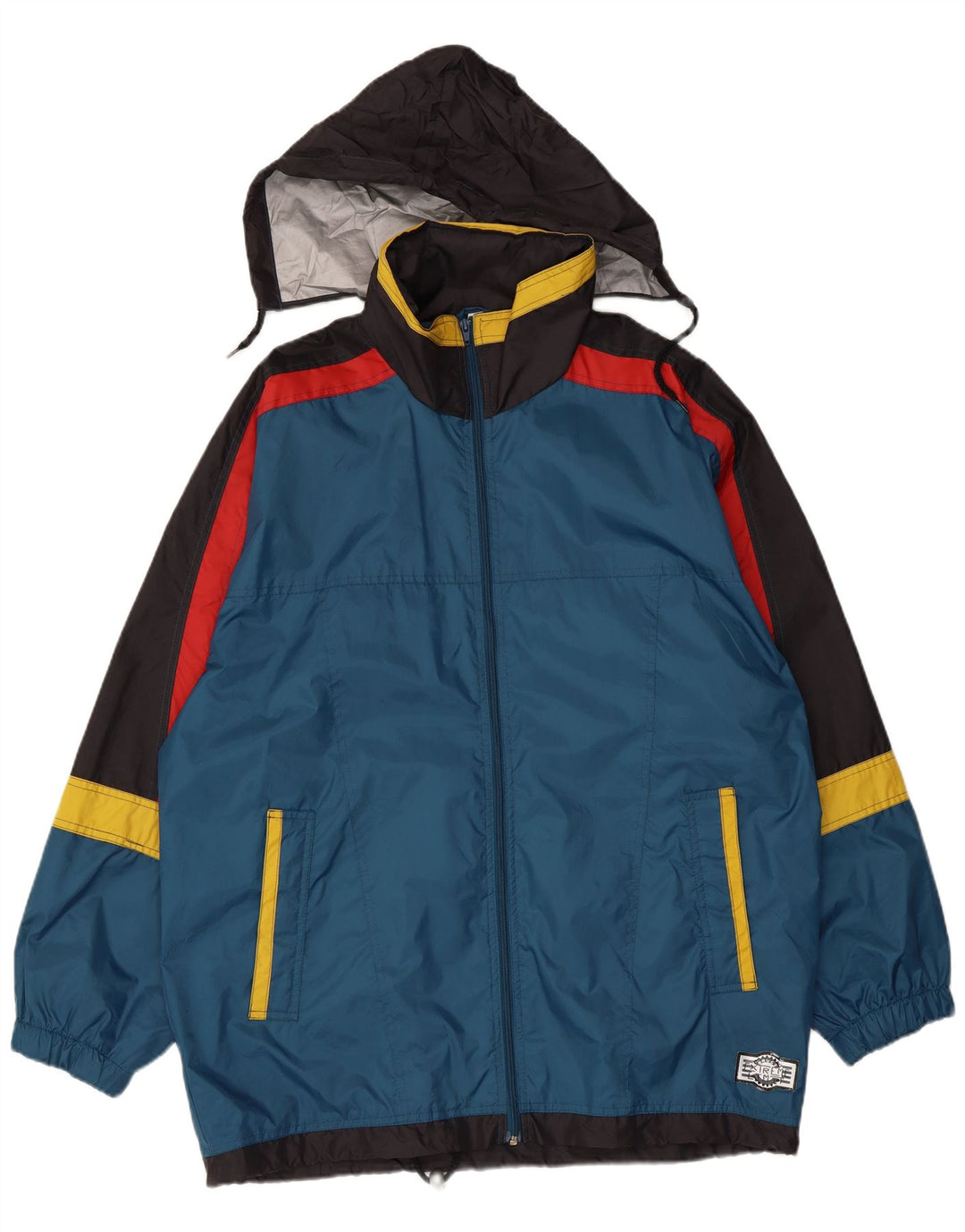 Brugi Mens Hooded Rain Jacket UK 40 Large Blue Colourblock Polyamide