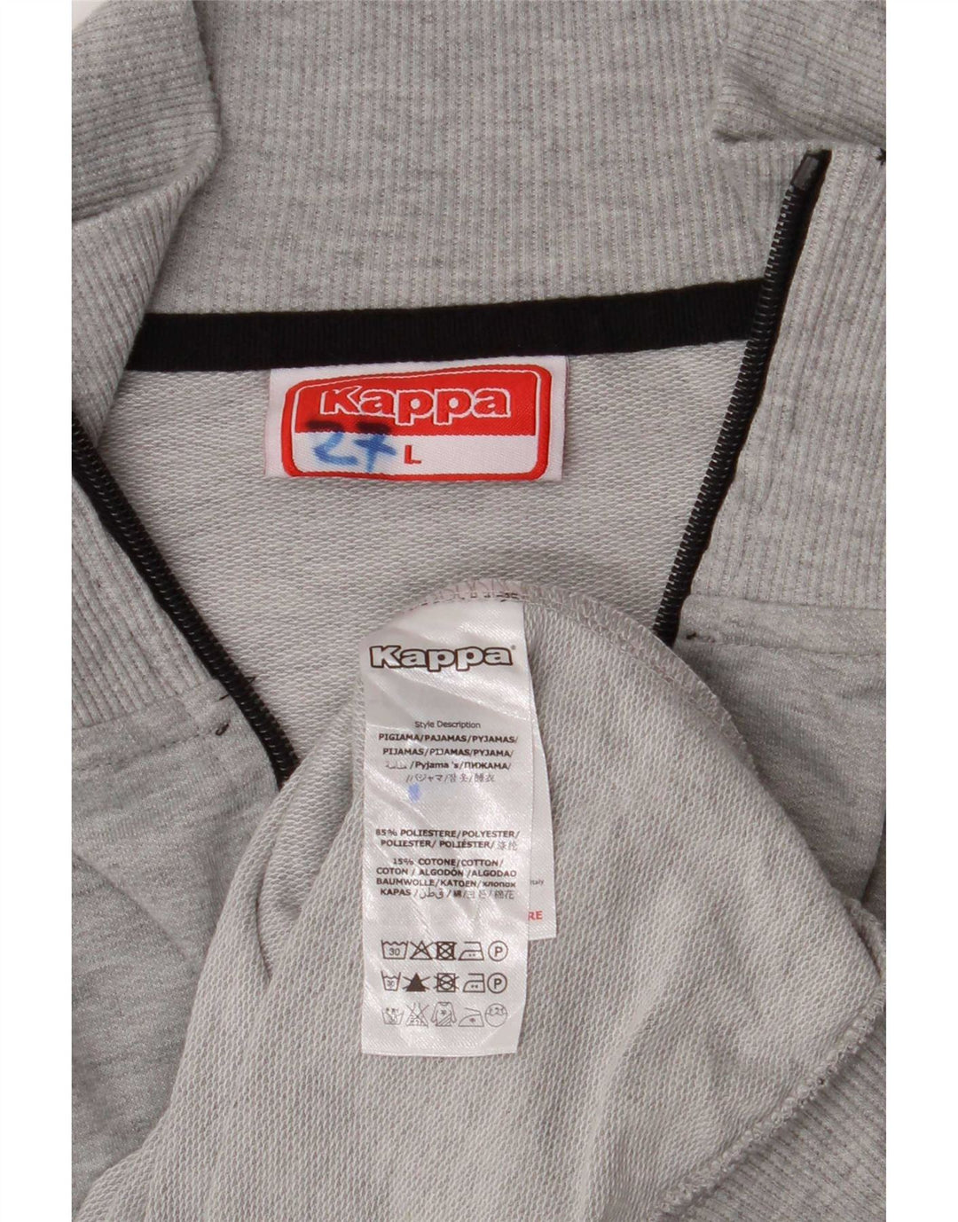 Kappa Hombre Chándal Top Chaqueta Grande Gris Colorblock Poliéster