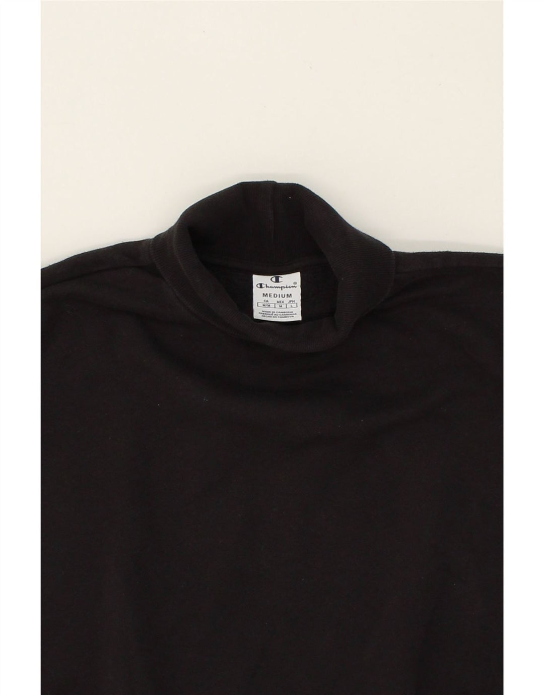 CHAMPION Womens Graphic Roll Neck Sweatshirt Jumper UK 14 Medium Black Vintage Champion and Second-Hand Champion from Messina Hembry 