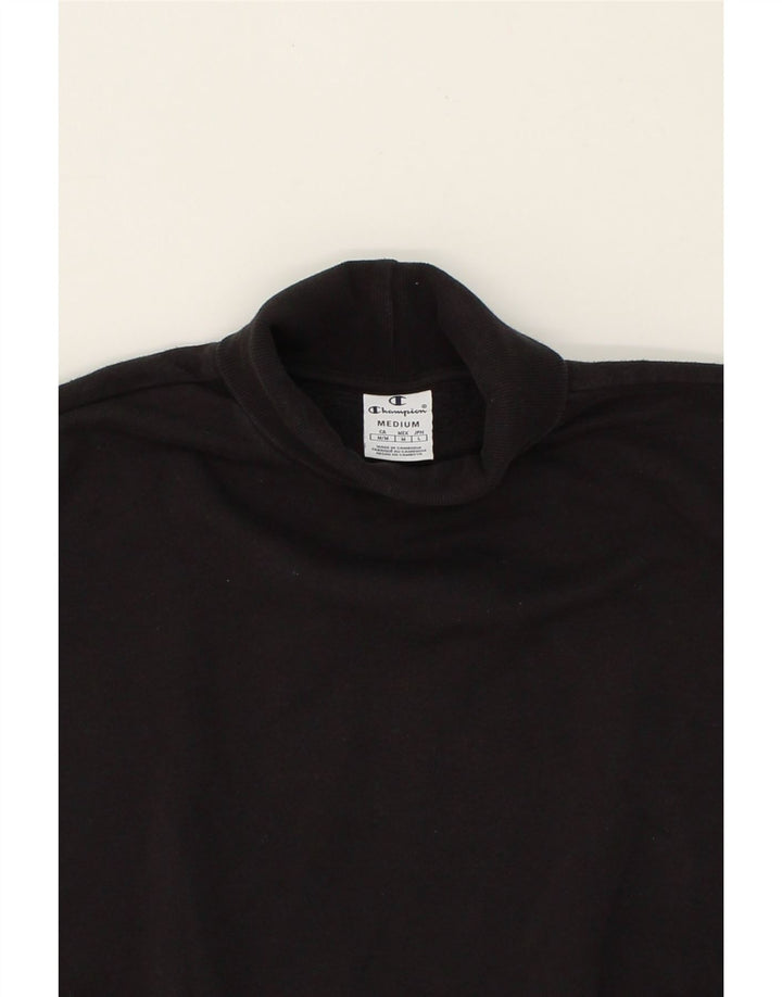 CHAMPION Womens Graphic Roll Neck Sweatshirt Jumper UK 14 Medium Black Vintage Champion and Second-Hand Champion from Messina Hembry 