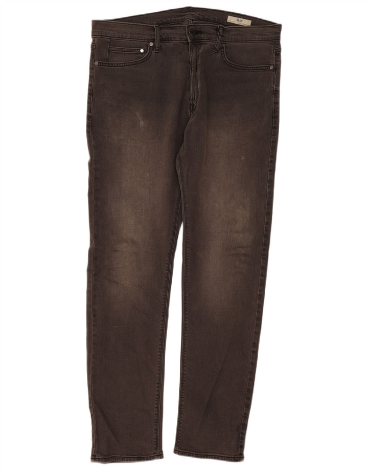 Marks & Spencer Vaqueros ajustados para hombre W36 L33 Algodón gris