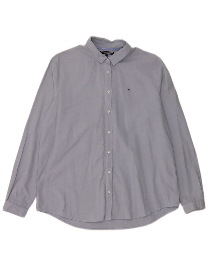 TOMMY HILFIGER Camisa de corte regular para mujer US 10 Grande Algodón azul