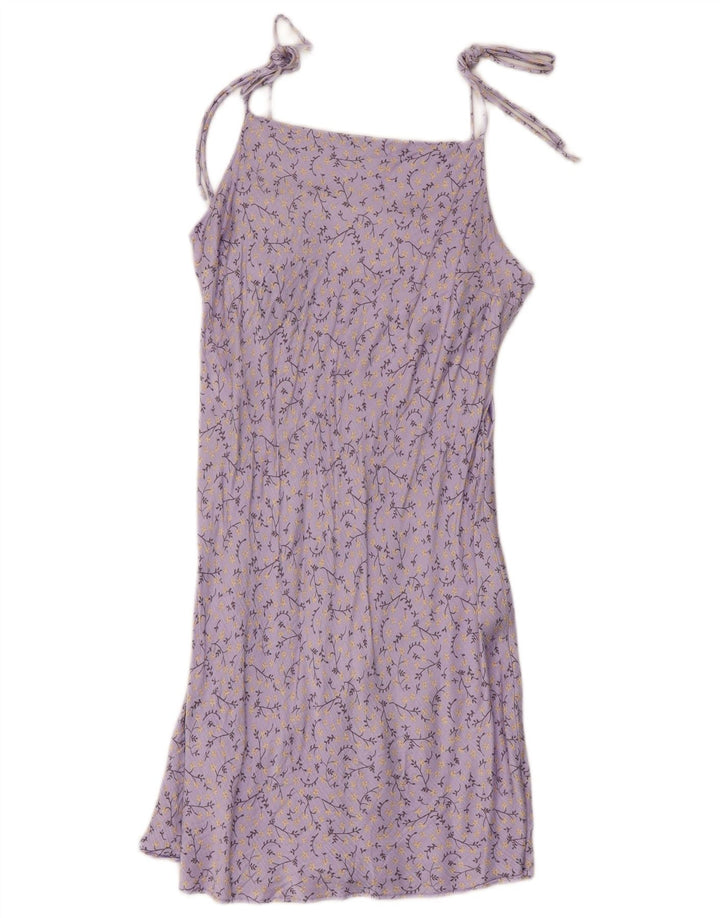 Zara Mujer Vestido De Verano Reino Unido 42 Medio Púrpura Floral
