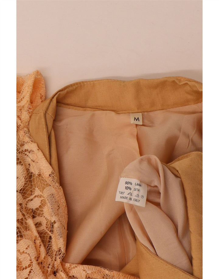 Vintage mujer Bolero chaqueta Reino Unido 14 lana floral beige medio