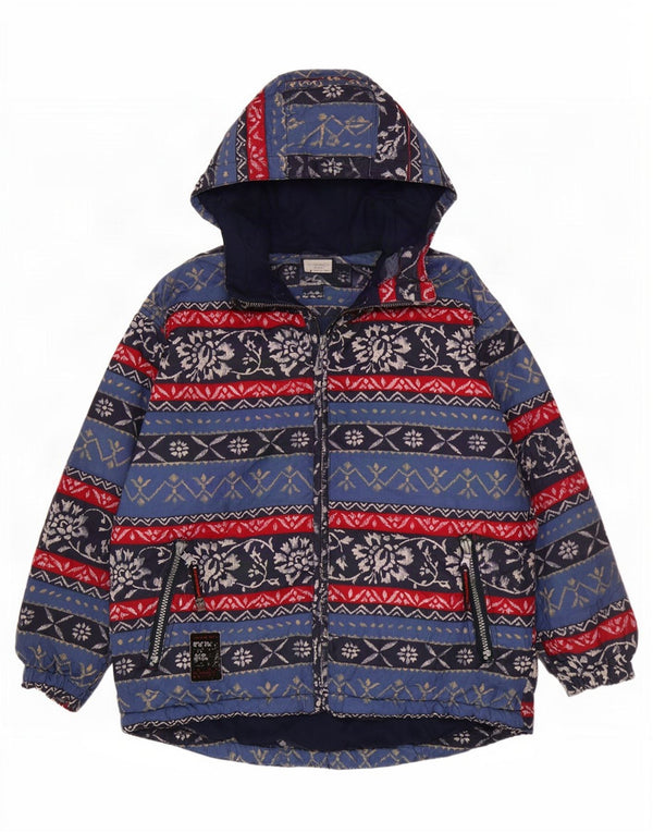 Vintage mujer con capucha chaqueta cortavientos de gran tamaño EU 44 XL azul floral