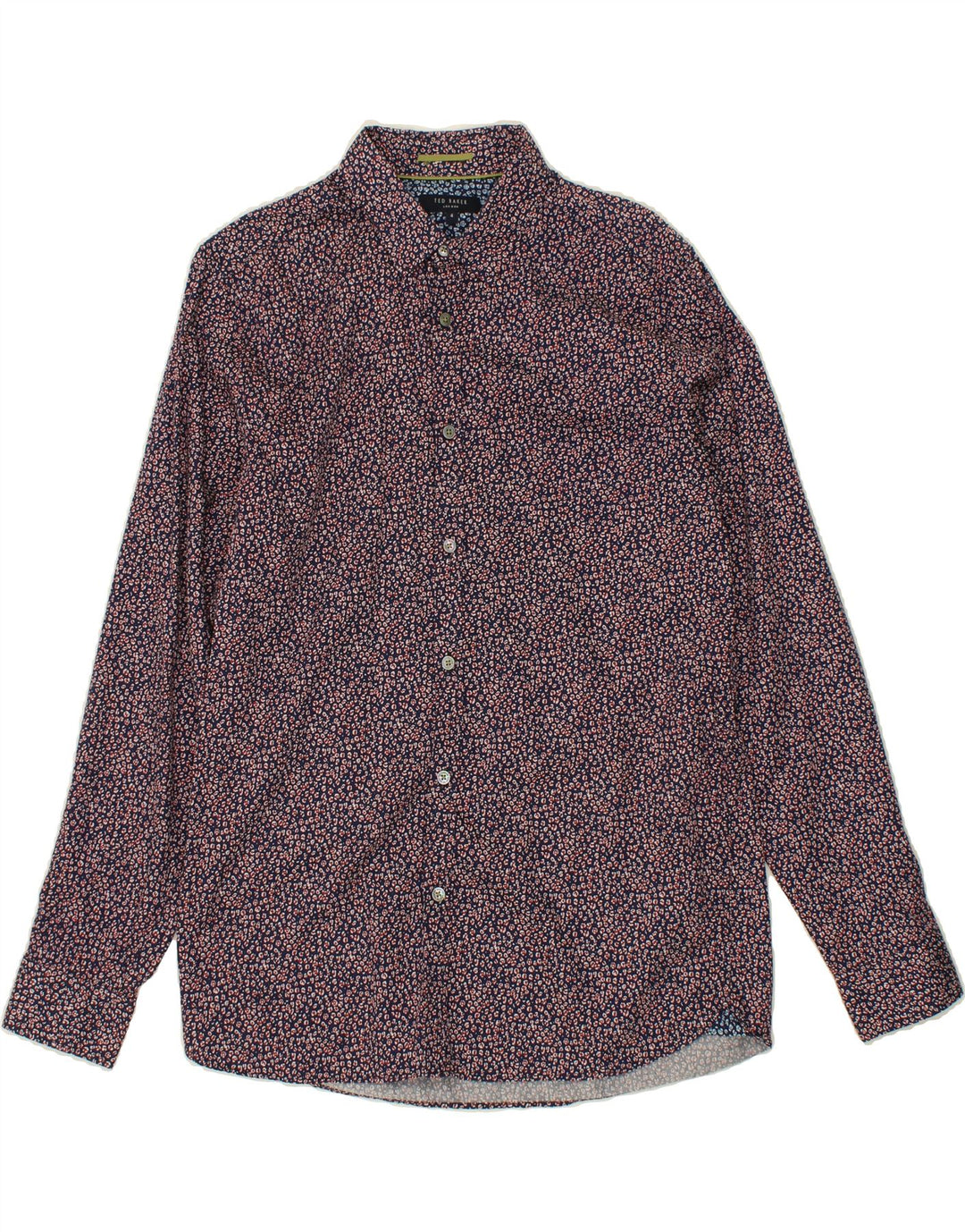 TED BAKER Mens Slim Shirt Size 4 Large Navy Blue Floral Cotton Vintage Ted Baker and Second-Hand Ted Baker from Messina Hembry 