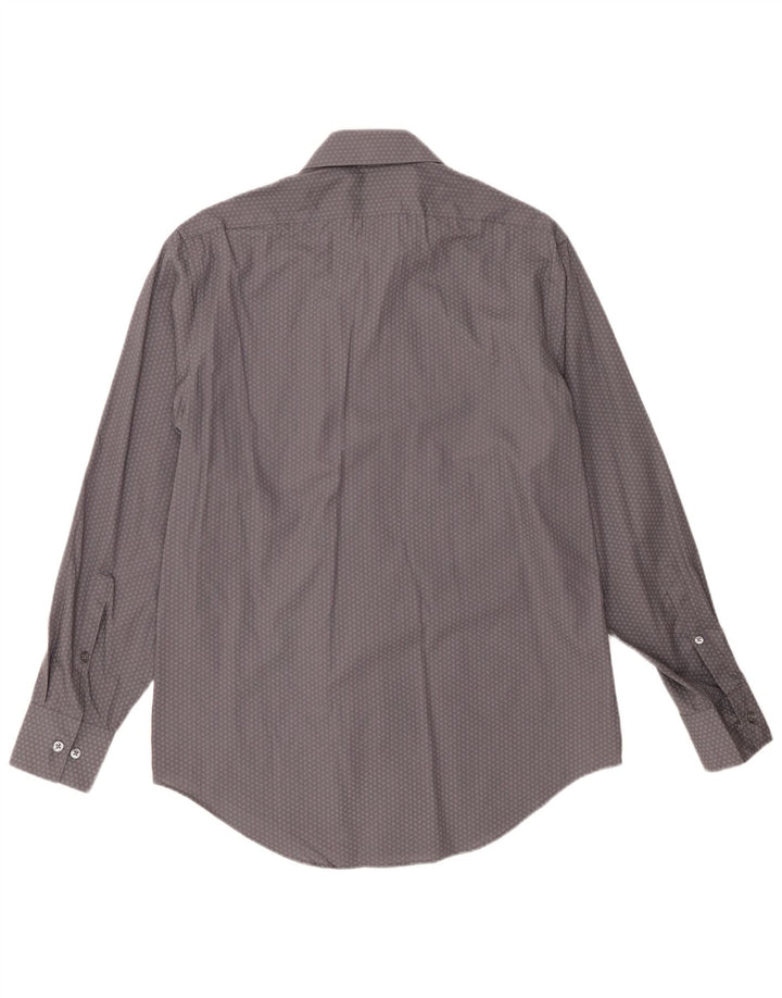 CALVIN KLEIN Camisa ajustada para hombre Talla 15 1/2 Gris medio Geométrico