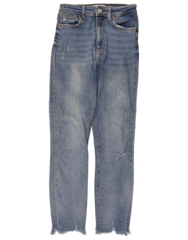 Zara Jeans Slim Desgastados para Mujer EU 38 Small W28 L26 Azul