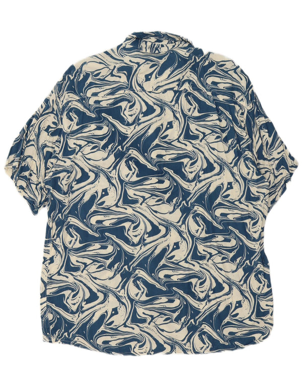 Heartless Camisa de manga corta con patrón abstracto para hombre 2XL Algodón azul marino