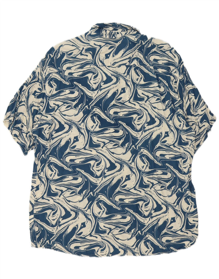 Heartless Camisa de manga corta con patrón abstracto para hombre 2XL Algodón azul marino