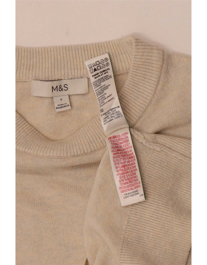 Marks & Spencer Jersey con Cuello Barco para Mujer UK 10 Small Beige Poliéster
