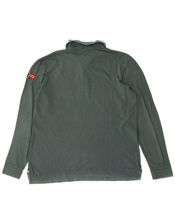 Napapijri Polo de manga larga Geographic para hombre 2XL Algodón verde
