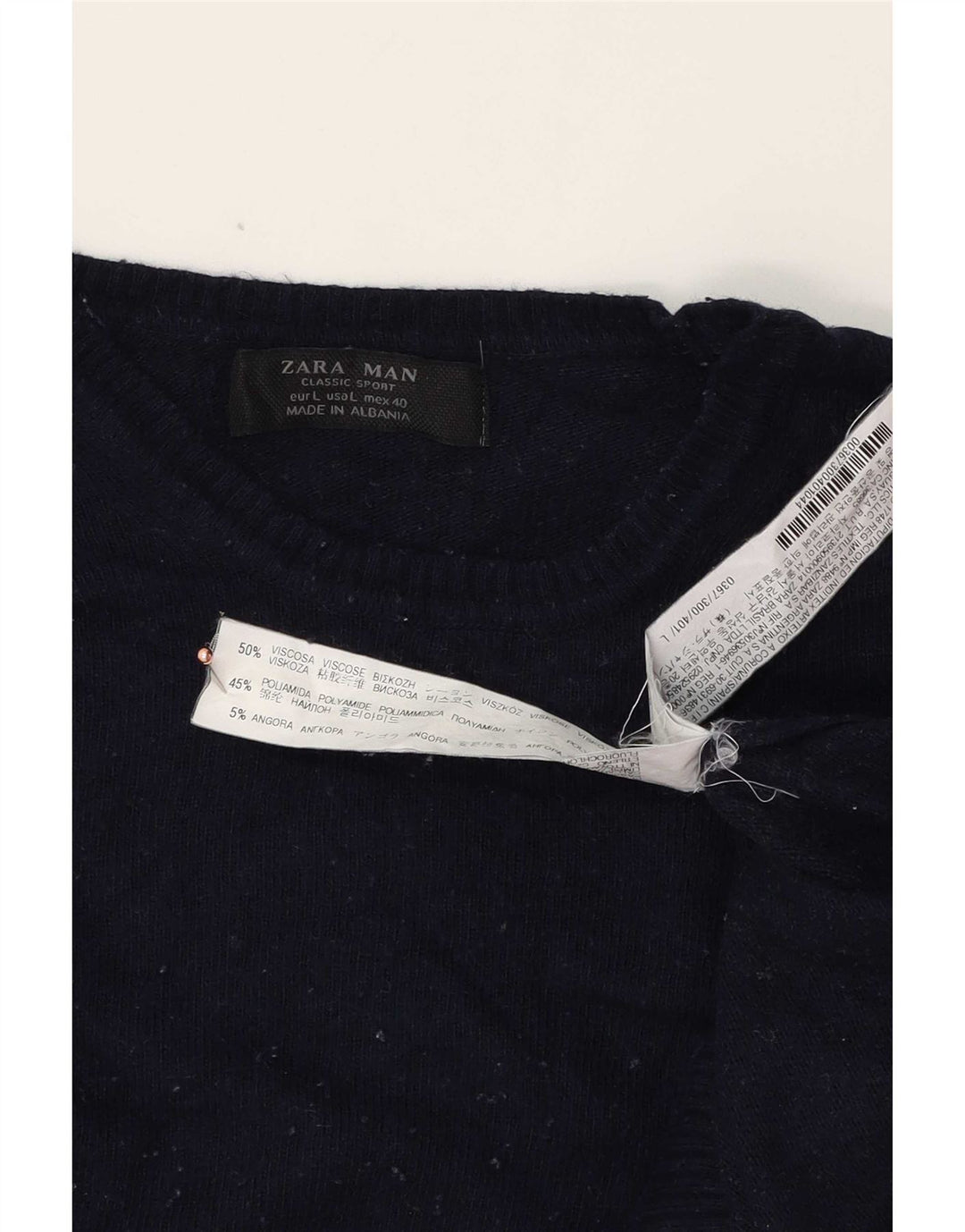 Zara Hombre Jersey Cuello Redondo Jersey Large Azul Marino Viscosa