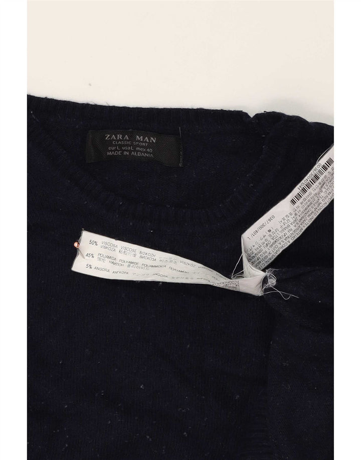 Zara Hombre Jersey Cuello Redondo Jersey Large Azul Marino Viscosa
