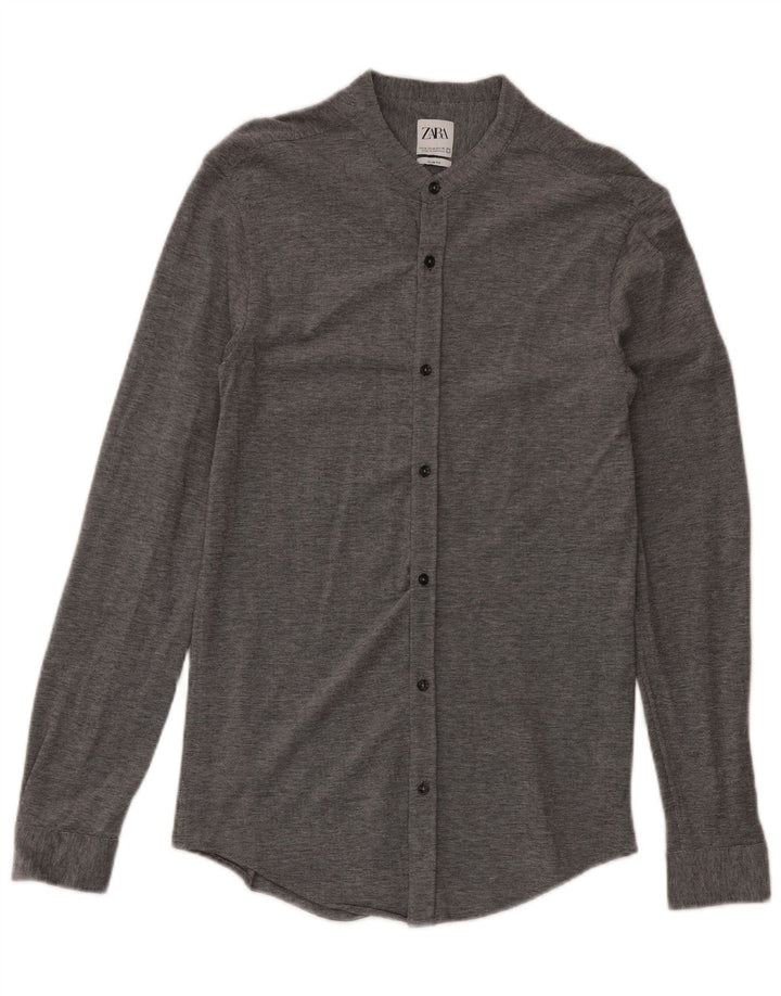 Zara Hombre Camisa Slim Fit Algodón Gris Medio