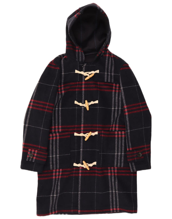 Zara Hombre Trenca con capucha UK 36 Small Azul marino Cuadros Poliéster