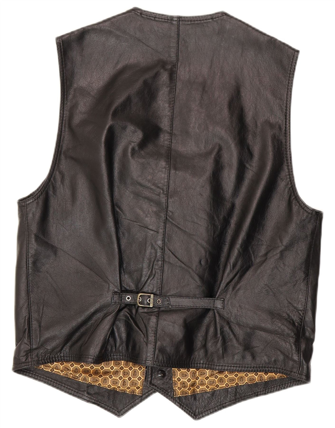 Chaleco de cuero vintage para hombre cuero negro medio