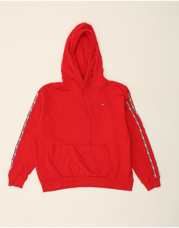 LEVI'S Womens Oversized Graphic Hoodie Jumper UK 14 Medium Red Cotton Vintage Levi's and Second-Hand Levi's from Messina Hembry 