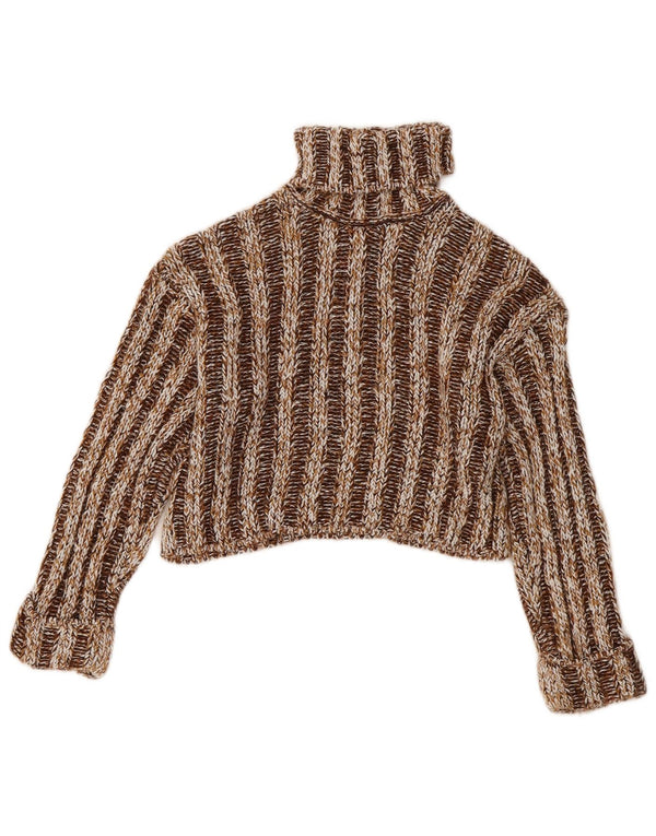 Zara Jersey Corto con Cuello Vuelto para Niñas 8-9 Años Marrón Acrílico A Rayas