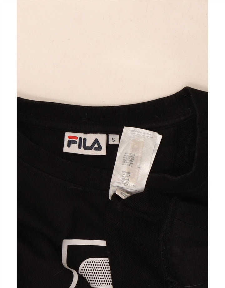 FILA Mujer Oversize Crop Graphic Sudadera Jumper UK 10 Small Negro