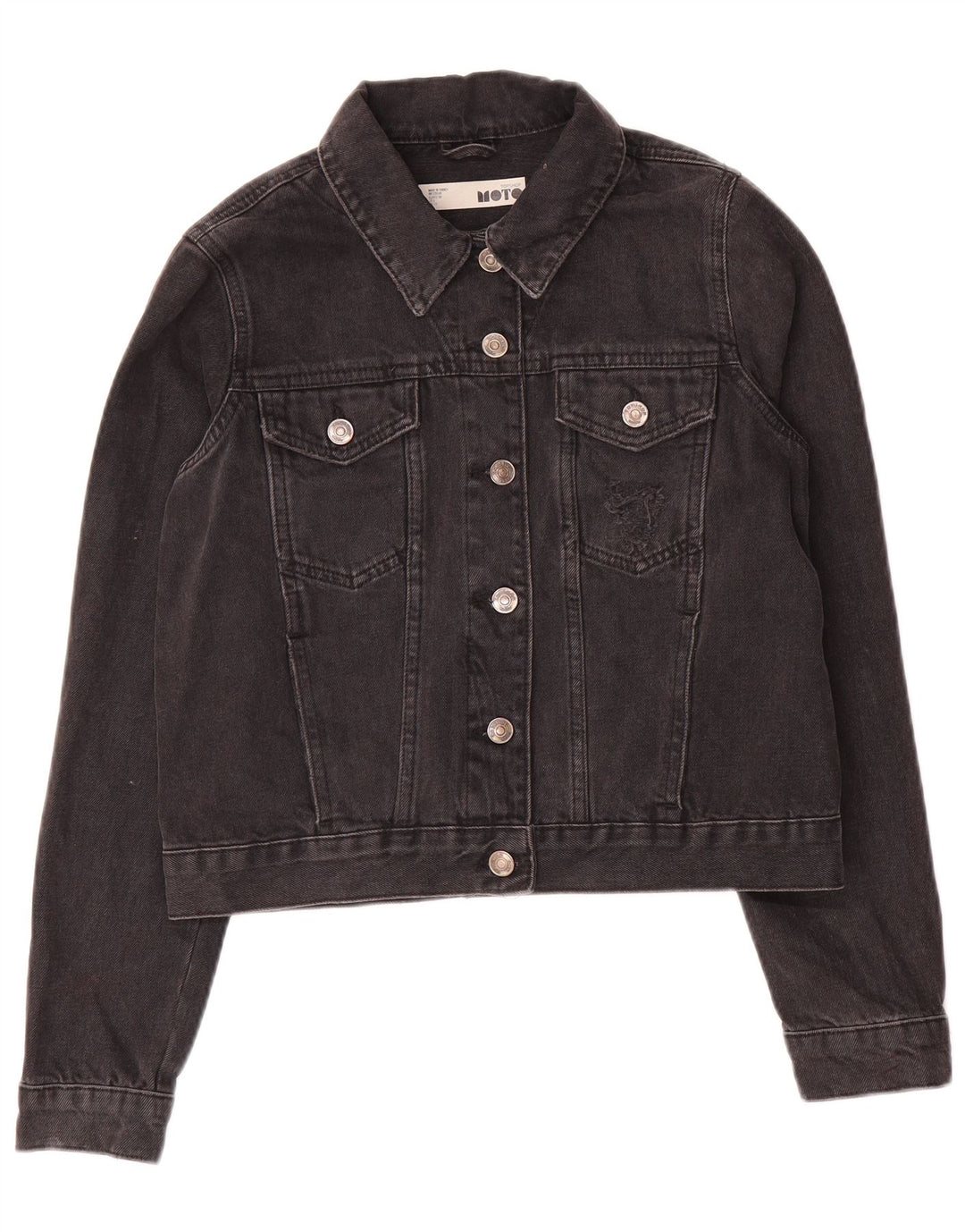 Topshop Chaqueta vaquera corta para mujer UK 10 Small Grey