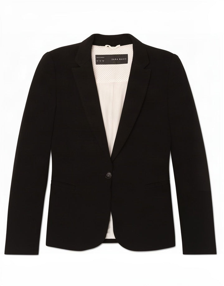 Zara Mujer Chaqueta Blazer De 1 Botón UK 10 Small Black