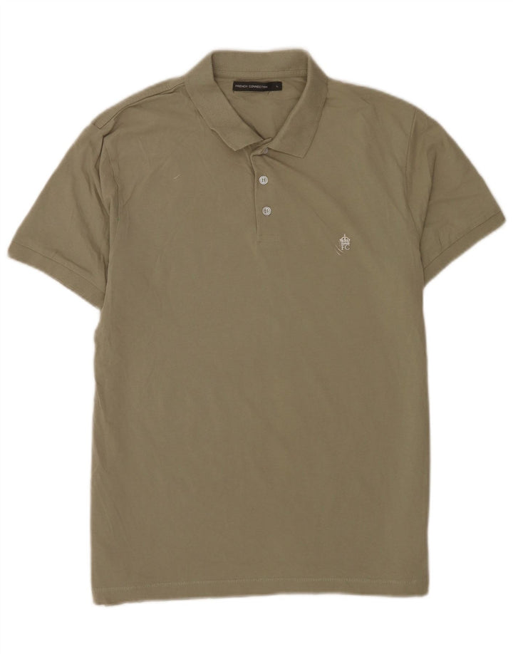 French Connection Polo para hombre de algodón caqui grande