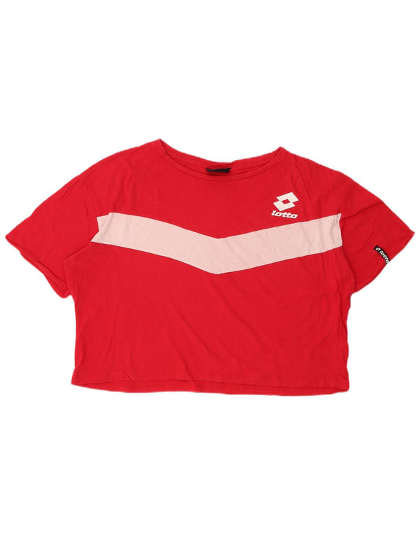 LOTTO Camiseta corta extragrande para mujer UK 40 XL Algodón color block rojo