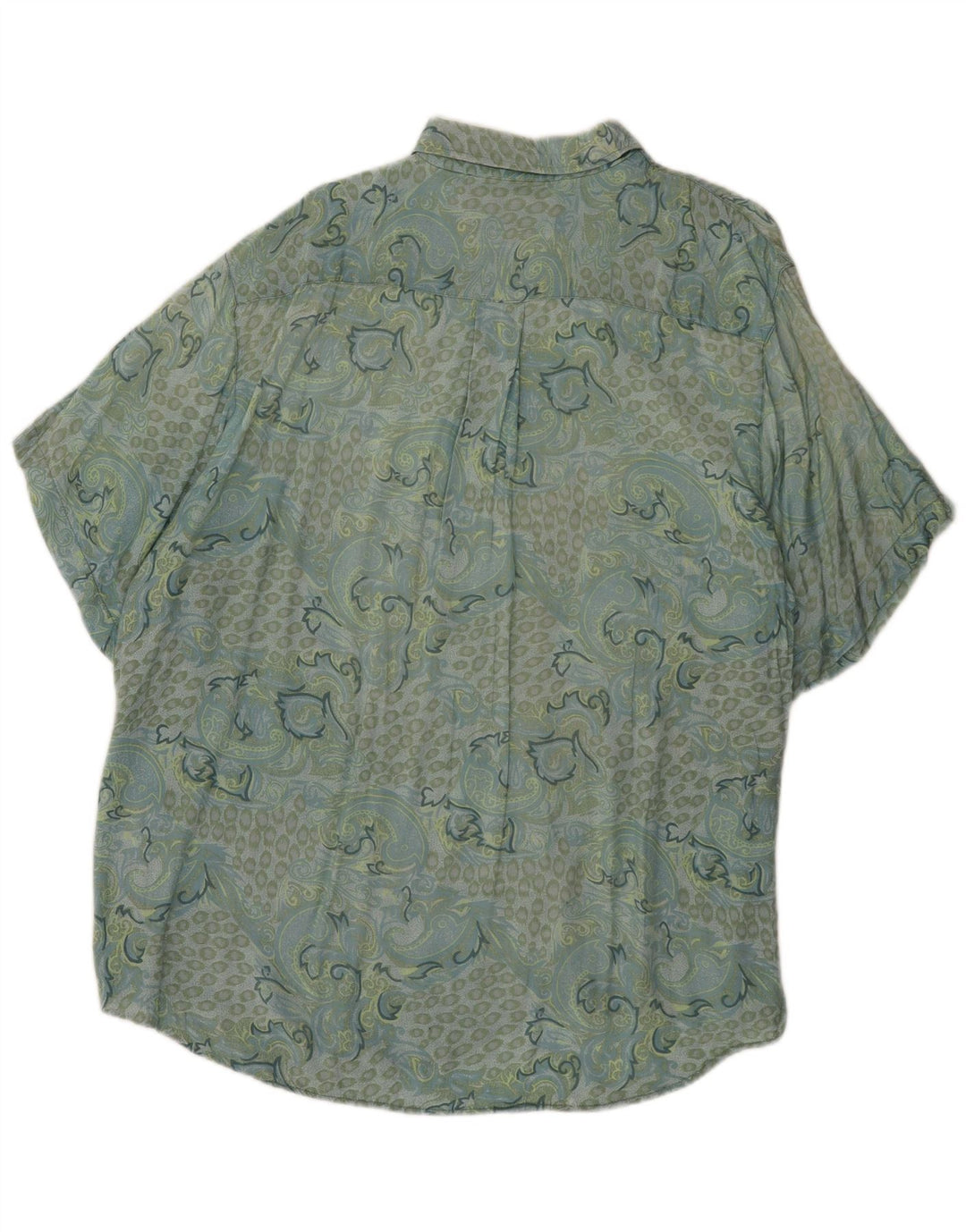 Camisa Vintage Hombre Manga Corta XL Azul Paisley