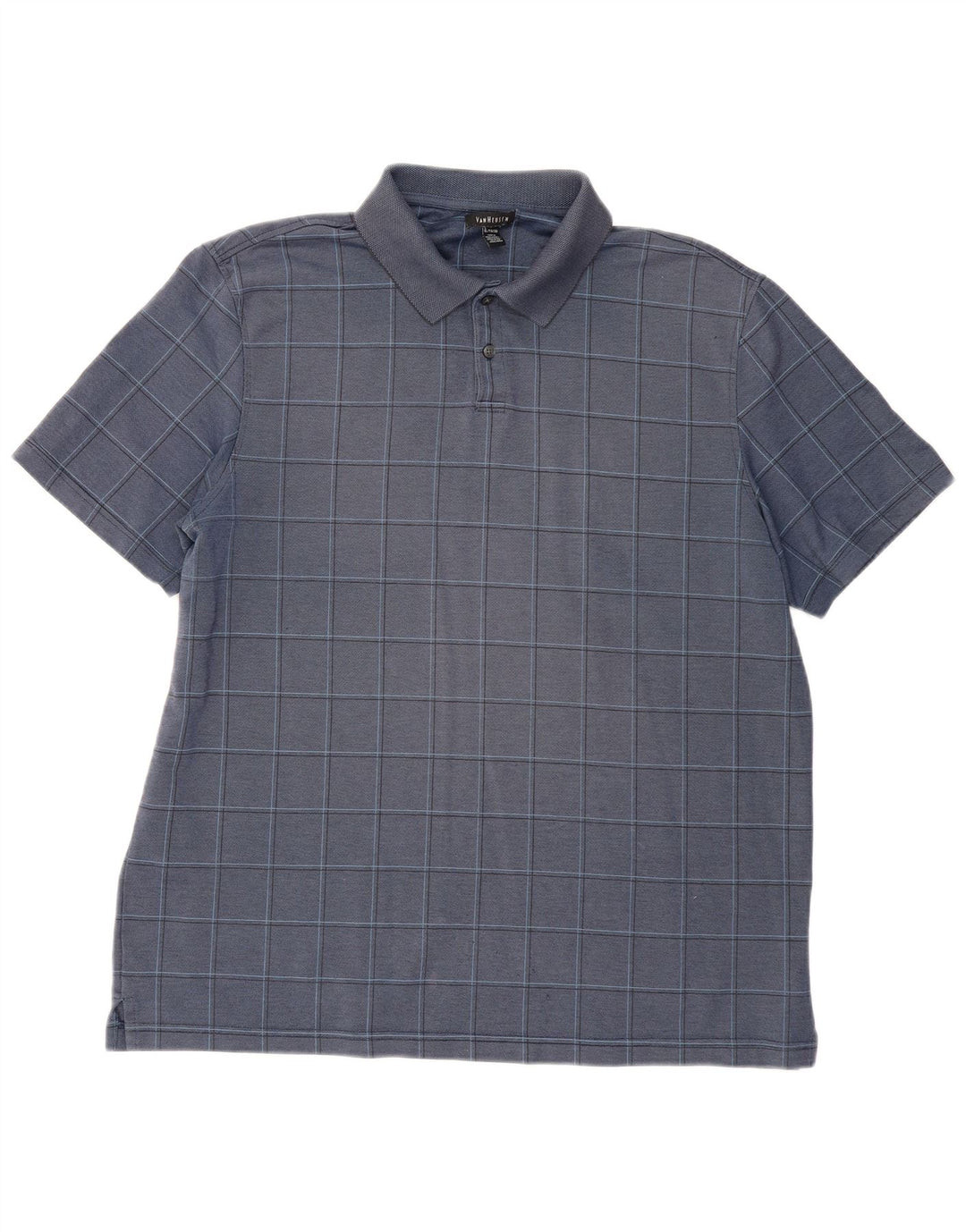 VAN HEUSEN Polo Hombre XL Azul Marino Cuadros Algodón
