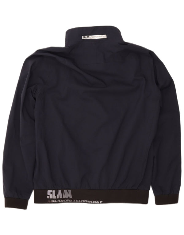 SLAM Mens Graphic Bomber Jacket UK 40 Large Navy Blue Polyester