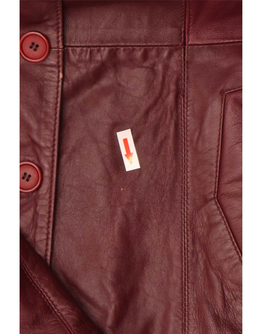 Vintage mujer 4 botones cuero Blazer chaqueta Reino Unido 10 pequeño borgoña