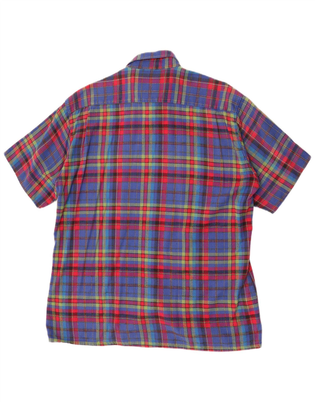 Carlo Comberti Camisa De Franela De Manga Corta Para Hombre Talla 41/42 Large Blue Check