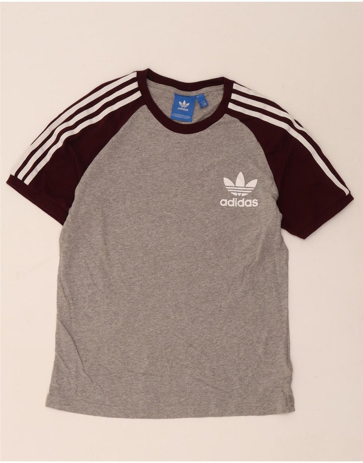 Adidas Hombre Camiseta Top Algodón Colorblock Gris Medio