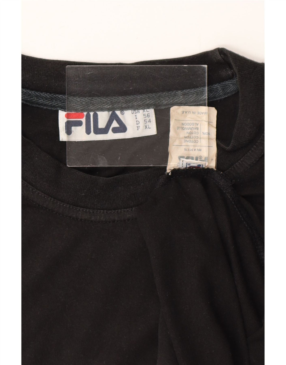 FILA Camiseta gráfica para hombre Top XL Algodón negro