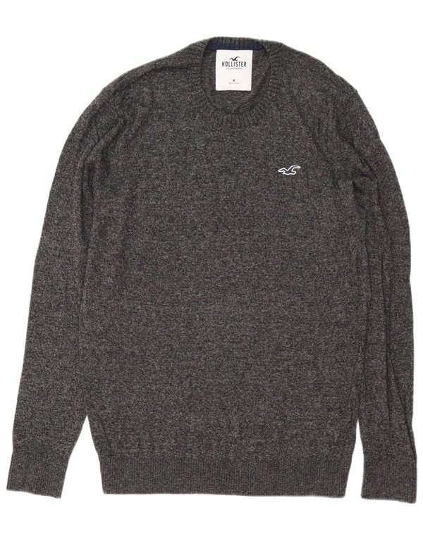 Jersey Hollister Hombre con cuello redondo y cuello redondo de algodón moteado en gris medio