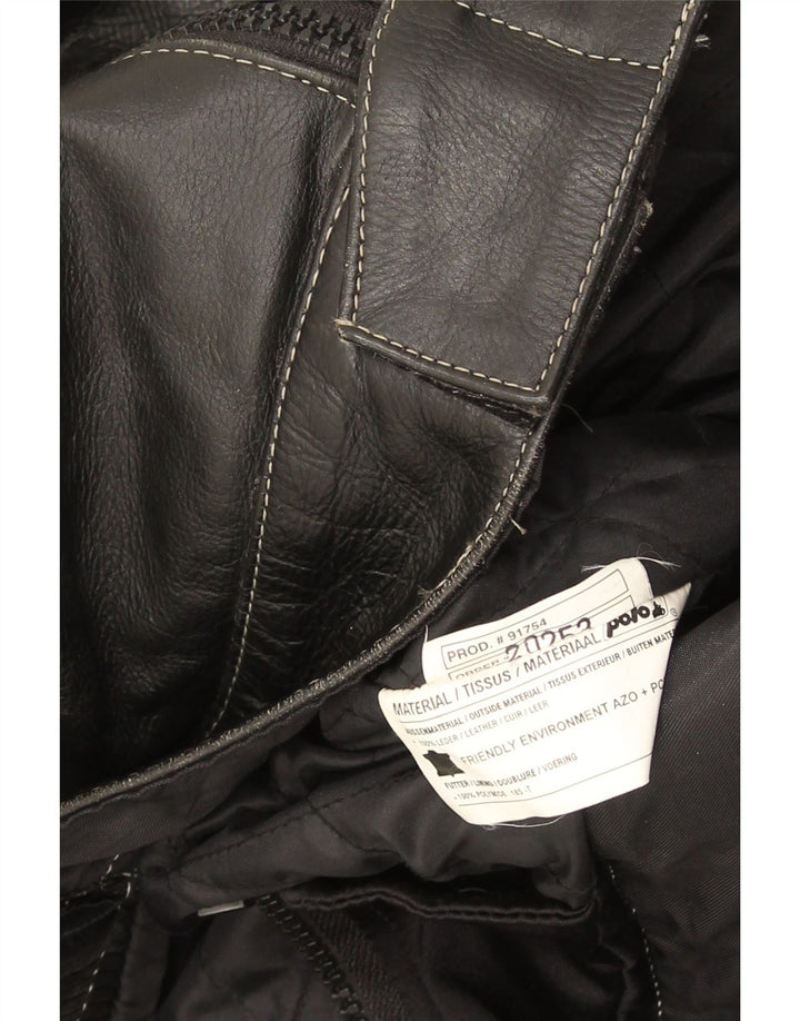 POLO Chaqueta de cuero para mujer UK 14 Medium Black Leather